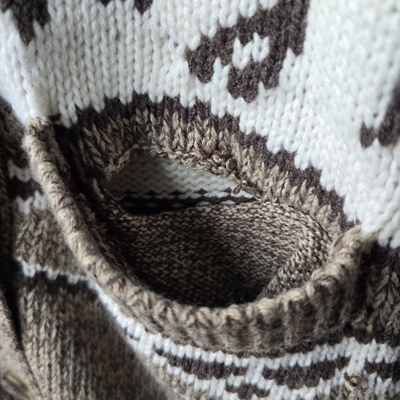 Bluenotes Horses Equestrian Acrylic Cardigan Sweater Tan Brown Medium - Picture 4 of 8